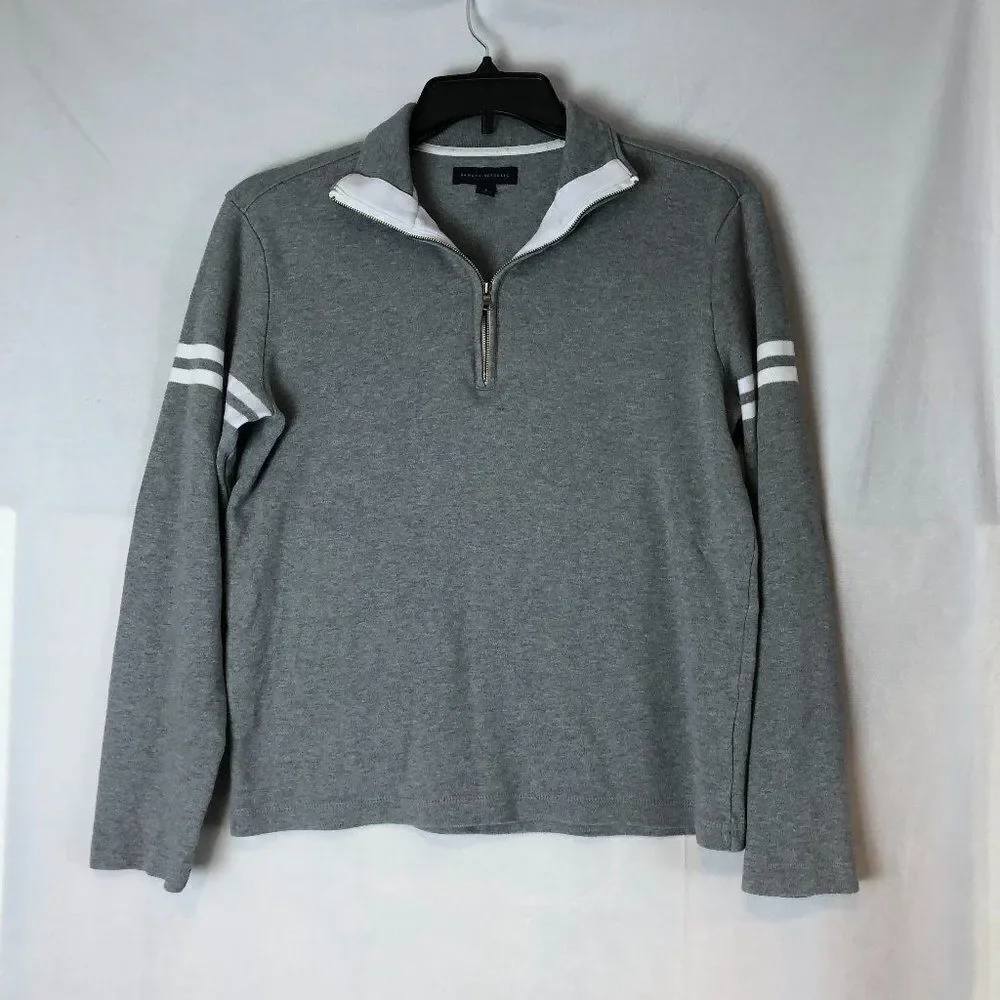 BANANA REPUBLIC 1/4 Zip Up LS Gray Pullover Knit Sweater men's Size S. M2